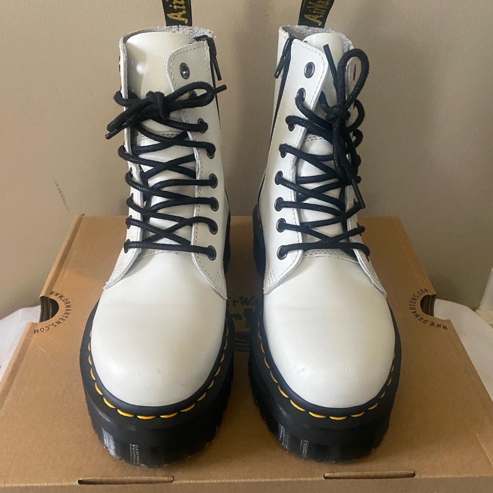 Dr. Martens White and Black Combat Boots